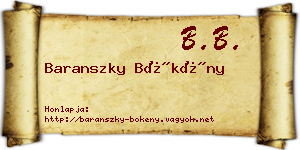 Baranszky Bökény névjegykártya